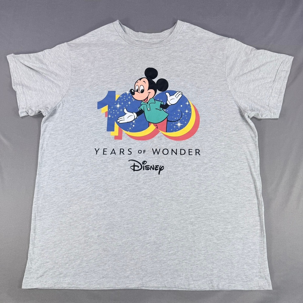 Disney 100 Years‎ of Wonder Men XL Gray Mickey Mouse Graphic T-Shirt Casual Wear